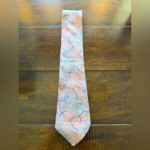 Vintage Oscar de la Renta Pink and Blue Patterned Tie